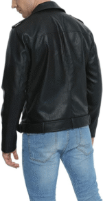 Men’s Asymmetrical Black Faux Leather Jacket - Image 2
