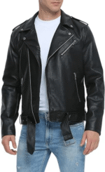 Men’s Asymmetrical Black Faux Leather Jacket