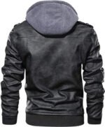 Men’s Motorcycle Bomber Jacket With a Removable Hood - Image 2